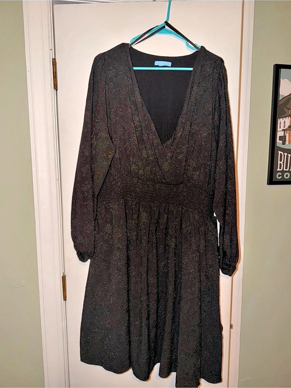 Draper James Black Long Sleeve Midi Dress Like New